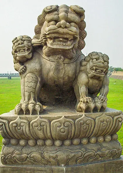 Stone lions on the bridge